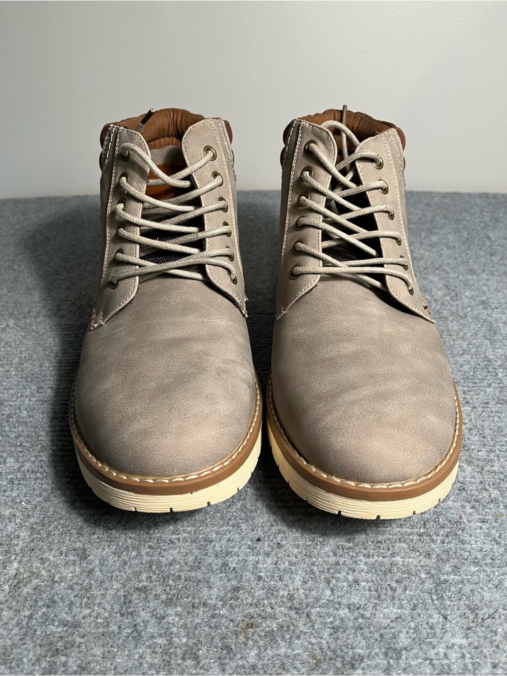 Vostey Taupe Lace-Up Casual Boots with Cream Sole